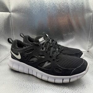 Size 6Y Nike Free Run 2 Low Black White Kids Lace Up Running Shoes DD0163-004